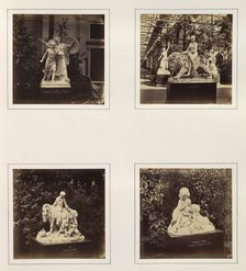 [Sculptures of Minerva Protecting a Warrior, Una and the Lion, Children with a Pony an..., ca. 1859. Creator: Attributed to Philip Henry Delamotte