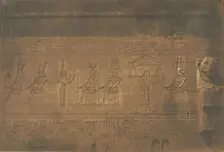 Sculptures sur la façade postérieure du grande Temple de Dendérah (Tentyris), 1849-50. Creator: Maxime du Camp