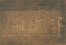 Sculptures sur la façade postérieure du grande Temple de Dendérah (Tentyris), 1849-50. Creator: Maxime du Camp