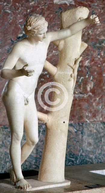 Sculpure of Apollo Sauroctone (Apollo the lizard-slayer).  Artist: Praxiteles
