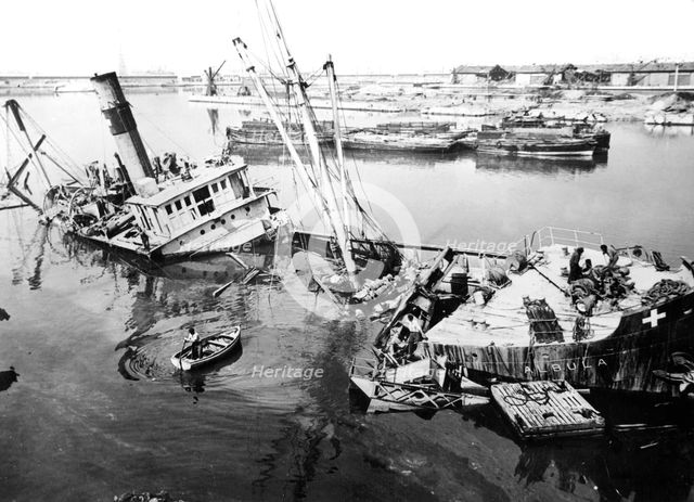 Scuttled ship in Marseilles harbour, France, c1945-1949. Artist: Unknown