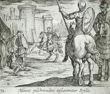 Scylla Watching Minos from the Castle Walls, published 1606. Creators: Antonio Tempesta, Wilhelm Janson