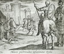 Scylla Watching Minos from the Castle Walls, published 1606. Creators: Antonio Tempesta, Wilhelm Janson