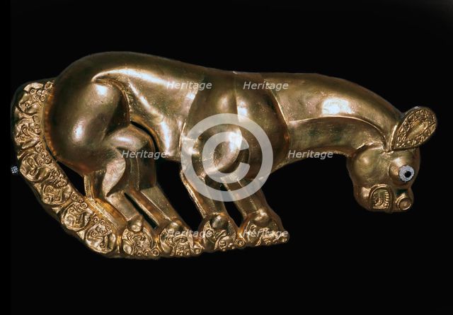 Scythian gold plaque from a shield or breastplate depicting a panther, 6th century BC Artist: Unknown