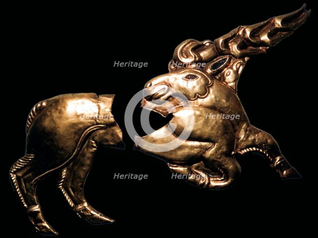 Scythian gold stag, probably the centre of a shield. Artist: Unknown