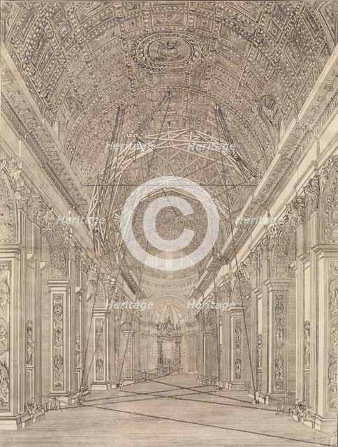 Scaffolding Erected for the Restoration of the Vault in St. Peter's Basilica: Overview..., ca. 1773. Creator: Giacomo Sangermano.
