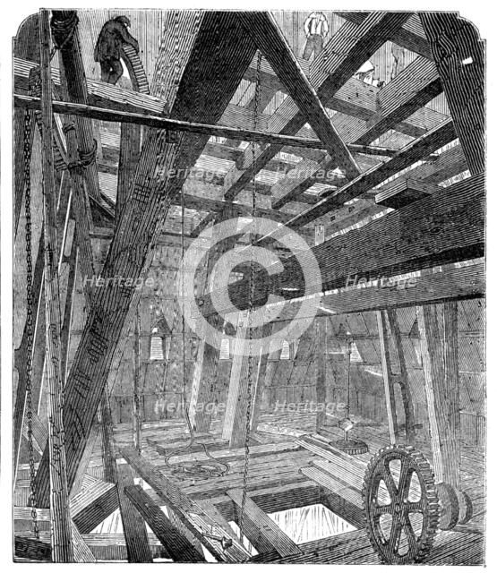 Scaffolding for Raising the Quarter-Bells in the Clock Tower of the New Houses of Parliament, 1857. Creator: Unknown.