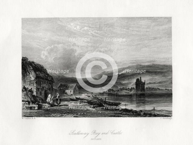 Scalloway Bay and castle, Zetland, 19th century. Artist: J Horsburgh