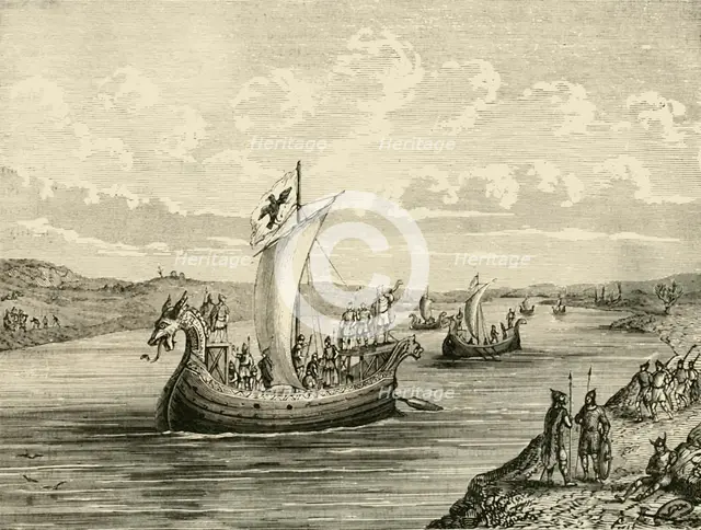 'Scandinavian Vessels Ascending A River', 1890.  Creator: Unknown.
