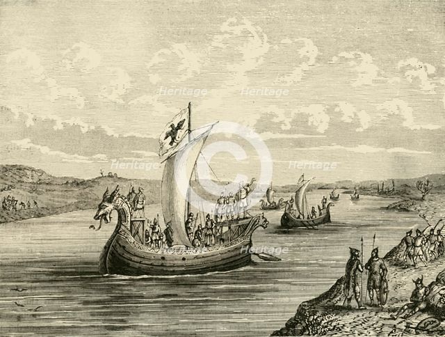 'Scandinavian Vessels Ascending A River', 1890.  Creator: Unknown.