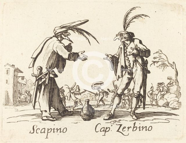 Scapino and Cap. Zerbino. Creator: Unknown.