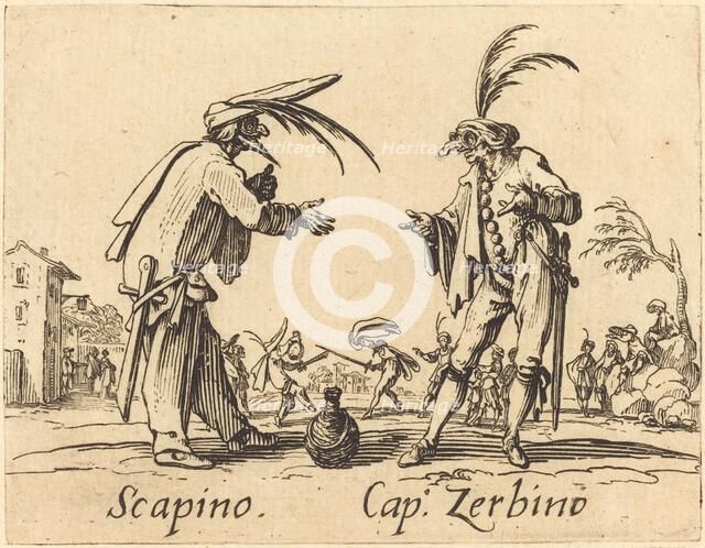 Scapino and Cap. Zerbino, c. 1622. Creator: Jacques Callot.