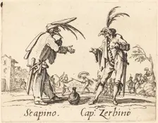 Scapino and Cap. Zerbino, c. 1622. Creator: Jacques Callot