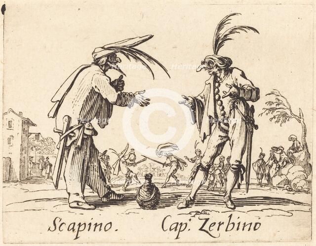 Scapino and Cap. Zerbino, c. 1622. Creator: Jacques Callot.