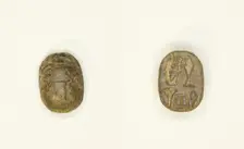 Scarab: Ma’at with Hieroglyphs, Egypt, New Kingdom-Late Period, Dynasties 18-30 (abt 1550-343 BCE). Creator: Unknown