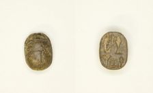 Scarab: Ma’at with Hieroglyphs, Egypt, New Kingdom-Late Period, Dynasties 18-30 (abt 1550-343 BCE). Creator: Unknown