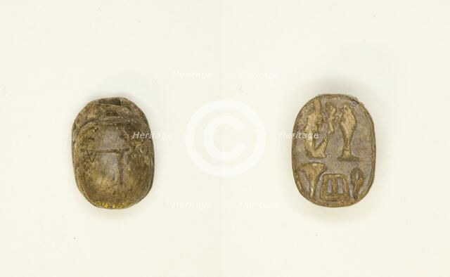 Scarab: Ma’at with Hieroglyphs, Egypt, New Kingdom-Late Period, Dynasties 18-30 (abt 1550-343 BCE). Creator: Unknown.