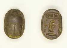 Scarab: Menkheperra (Thutmose III), Egypt, New Kingdom, Dynasty 18, Reign of Thutmose III... Creator: Unknown