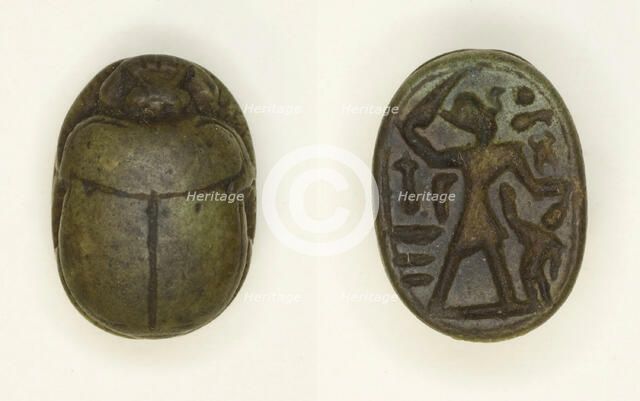 Scarab: Menkheperra (Thutmose III), Egypt, New Kingdom, Dynasty 18, Reign of Thutmose III... Creator: Unknown.