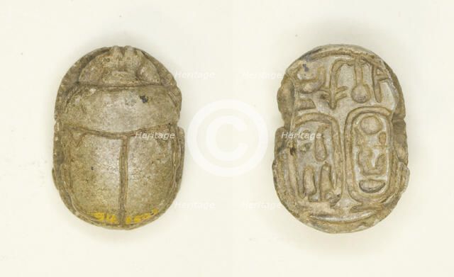 Scarab: Nebmaatra (Amenhotep III) and Queen Tiye, Egypt, New Kingdom, Dynasty 18, Reign of... Creator: Unknown.