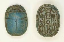 Scarab: Neferkara and Hieroglyphs (ankh and djed signs), Egypt, Middle Kingdom-Second... Creator: Unknown