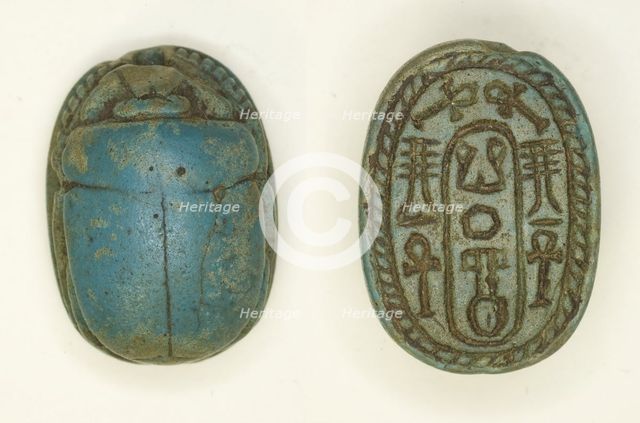 Scarab: Neferkara and Hieroglyphs (ankh and djed signs), Egypt, Middle Kingdom-Second... Creator: Unknown.