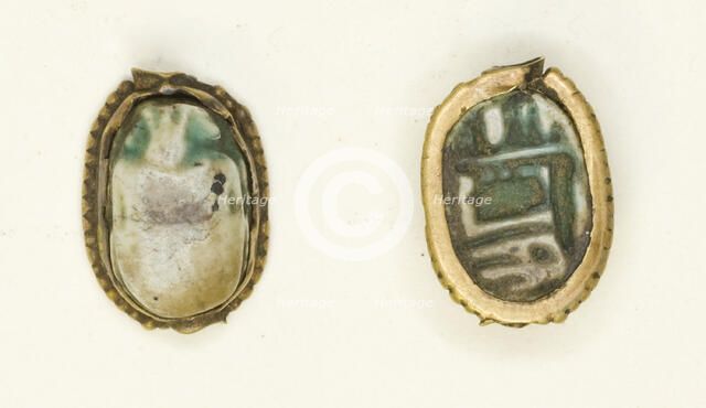 Scarab: Amun-Ra and Hieroglyphs, Egypt, New Kingdom, Dynasties 18-20 (about 1550-1069 BCE). Creator: Unknown.