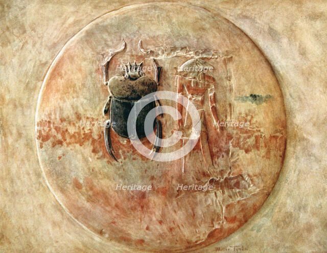 Scarab and Ra, Tomb of Seti, Egypt, 1910. Artist: Walter Tyndale