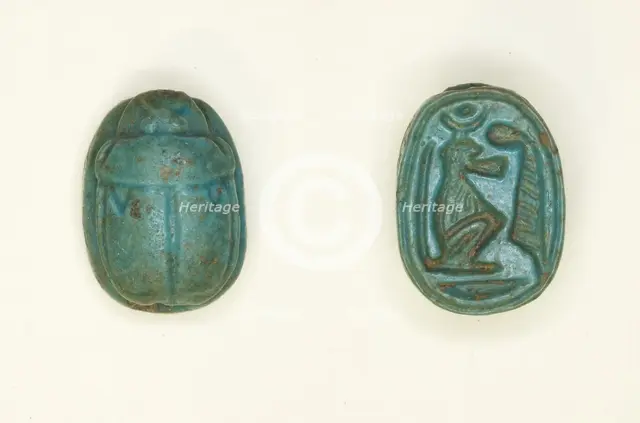 Scarab: Baboon with Ma’at Feather, Egypt, New Kingdom, Dynasty 18 (about 1550-1295 BCE). Creator: Unknown.