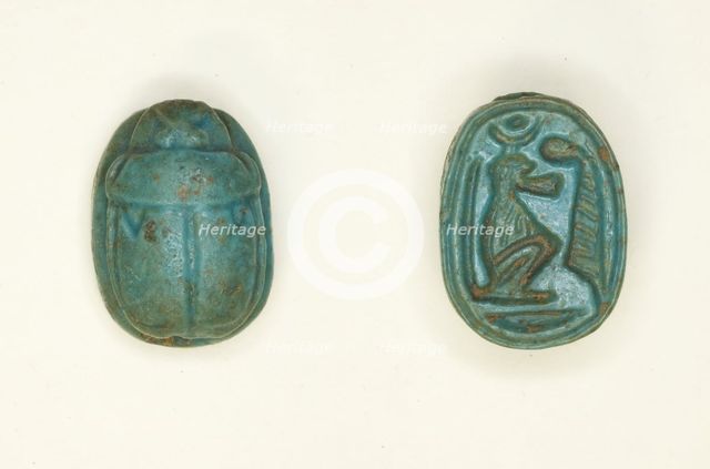 Scarab: Baboon with Ma’at Feather, Egypt, New Kingdom, Dynasty 18 (about 1550-1295 BCE). Creator: Unknown.