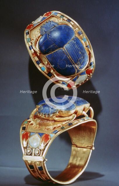 Scarab bracelet from Tutankhamun's tomb, 14th century BC. Artist: Unknown