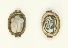 Scarab: Cartouche and Standing King, Egypt, New Kingdom, Dynasty 18, Reigns of Thutmose III... Creator: Unknown