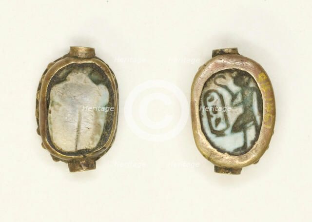 Scarab: Cartouche and Standing King, Egypt, New Kingdom, Dynasty 18, Reigns of Thutmose III... Creator: Unknown.