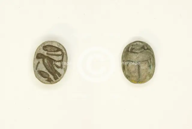 Scarab: Cobra, m-owl, and sign (“sDm” ?), Egypt, New Kingdom-Late Period, Dynasties 18-30... Creator: Unknown.