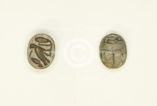 Scarab: Cobra, m-owl, and sign (“sDm” ?), Egypt, New Kingdom-Late Period, Dynasties 18-30... Creator: Unknown.