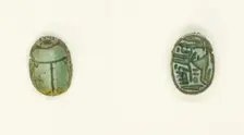 Scarab: Criosphinx and Ma’at with Name of Amun-Ra, Egypt, New Kingdom-Late Period, Dynasties... Creator: Unknown