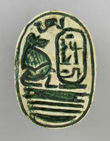 Scarab Depicting a Baboon before the Throne Name of Ramses II, 19th dynasty (1304-1201 BCE). Creator: Unknown