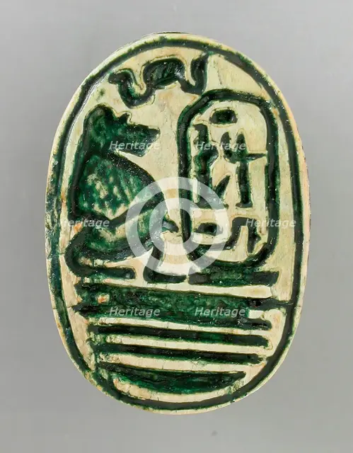 Scarab Depicting a Baboon before the Throne Name of Ramses II, 19th dynasty (1304-1201 BCE). Creator: Unknown.