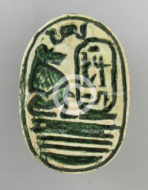 Scarab Depicting a Baboon before the Throne Name of Ramses II, 19th dynasty (1304-1201 BCE). Creator: Unknown.