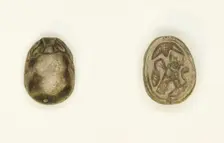 Scarab: Falcon with Red Crown and Cobra (?), Egypt, New Kingdom, Dynasties 18-19 (?)... Creator: Unknown