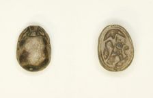 Scarab: Falcon with Red Crown and Cobra (?), Egypt, New Kingdom, Dynasties 18-19 (?)... Creator: Unknown