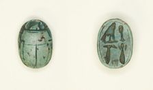 Scarab: Falcon and Hieroglyphs, Egypt, New Kingdom-Late Period, Dynasties 18-26 (abt 1550-525 BCE). Creator: Unknown
