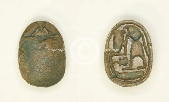 Scarab: Falcon-Headed Deity with Cobra, Egypt, Second Intermediate Period-New Kingdom... Creator: Unknown.