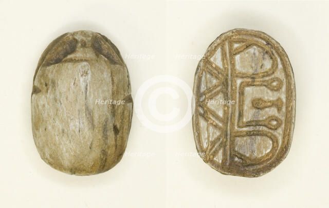 Scarab: Floral Motifs, Hieroglyphs, and Geometric Designs, Egypt, Second Intermediate Period... Creator: Unknown.