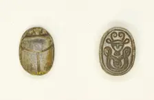 Scarab: Hathor Head with Woven Pattern, Egypt, Middle Kingdom-New Kingdom, Dynasties 12-18... Creator: Unknown