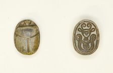 Scarab: Hathor Head with Woven Pattern, Egypt, Middle Kingdom-New Kingdom, Dynasties 12-18... Creator: Unknown