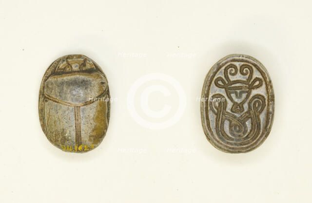 Scarab: Hathor Head with Woven Pattern, Egypt, Middle Kingdom-New Kingdom, Dynasties 12-18... Creator: Unknown.