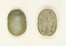 Scarab: Hieroglyphs (mwt-sign, nfr-signs, di-sign), Egypt, Third Intermediate Period-Late Period... Creator: Unknown