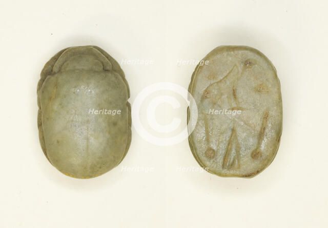 Scarab: Hieroglyphs (mwt-sign, nfr-signs, di-sign), Egypt, Third Intermediate Period-Late Period... Creator: Unknown.
