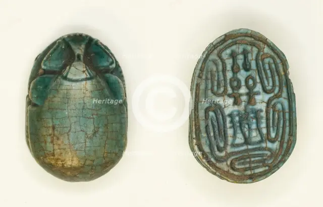 Scarab: Hieroglyphs (nfr-signs, anx-signs, Dd-signs), Egypt, Middle Kingdom-Second Intermediate... Creator: Unknown.